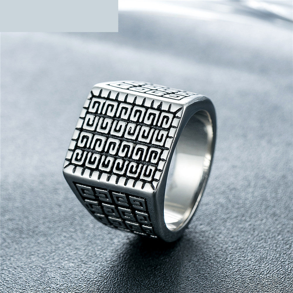PGP Holiday | Square Simple Strong Mens Titanium Steel Ring