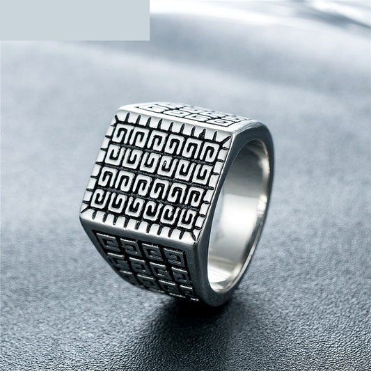 PGP Holiday | Square Simple Strong Mens Titanium Steel Ring