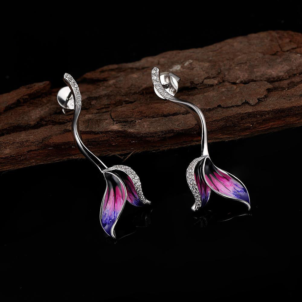 PGP Holiday | Blaike Designer Drop Art flower Zircon Earrings