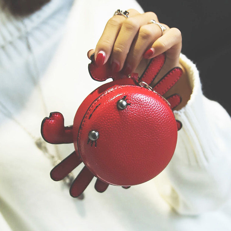 Crab Shaped Leather Coin Purse – Cute Ocean-Inspired Wallet | 9.5x9.5cm