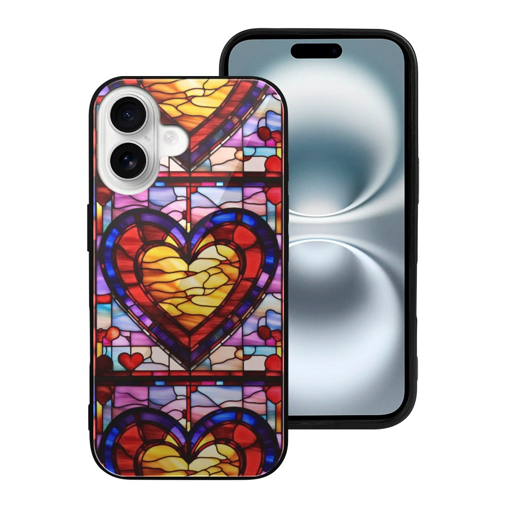 Valenedit | Glassworks I iPhone 16 Case — Stained-Glass Heart Design