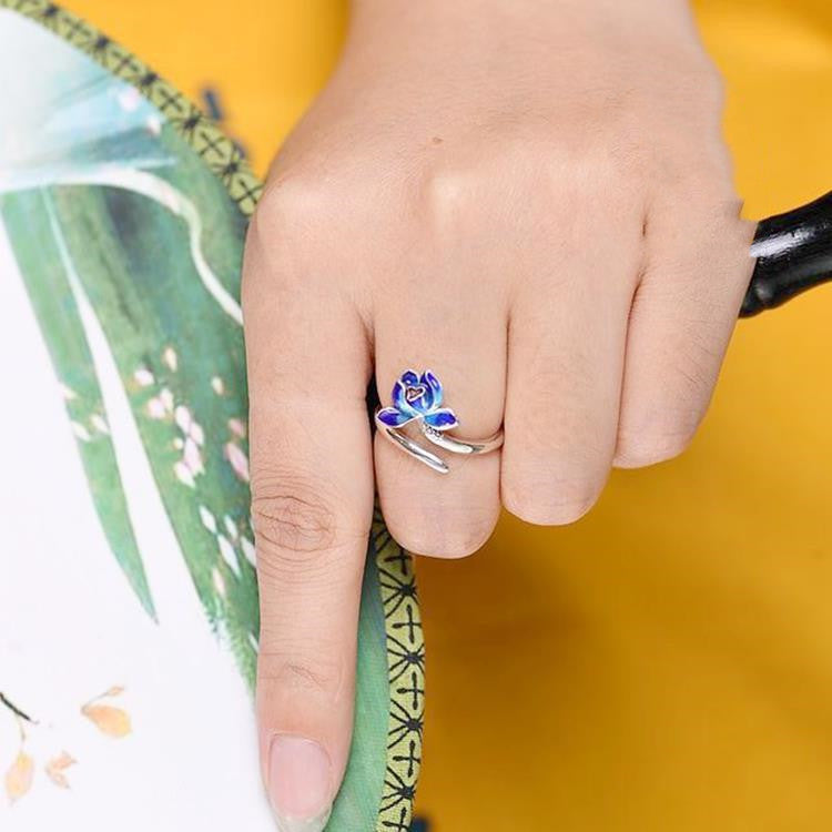 PGP Holiday | Cloisonné Burnt Blue Lotus Ring