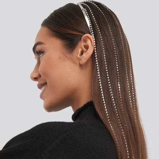 Mermaidcore Rhinestone Tassel Headband – Deep Sea Dazzle Ocean-Inspired Hair Jewelry for Women