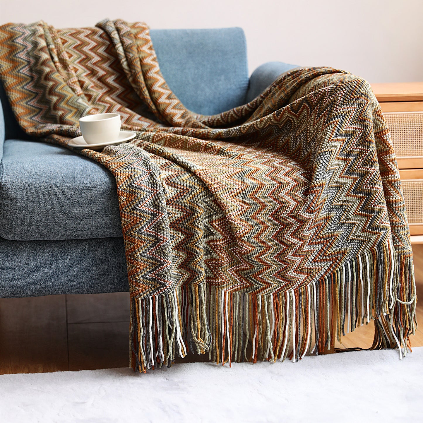 PGP Holiday Artisan Comfort | Hand Crafted Bohemian Sofa Nap Blanket - Cross Border Knitting