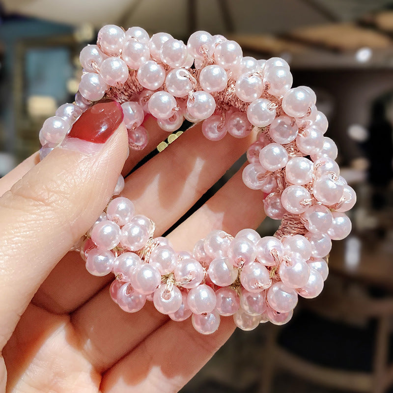 Mermaidcore Pearl Cluster Hair Tie – Elegant Headdress Elastic Accessory