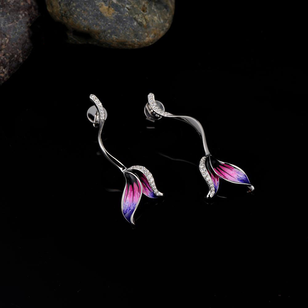 PGP Holiday | Blaike Designer Drop Art flower Zircon Earrings