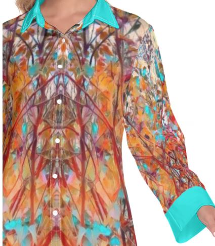 PGP Holiday Lilac Bloom Lapel Long Shirt or Shirt Dress