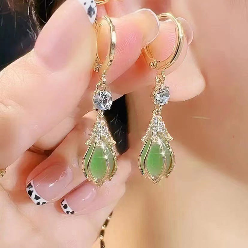 PGP Holiday | Opalesque Ear Clip Fashion Tulip Earrings | Two Color Options