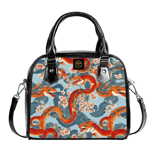 PGP Holiday Handbag with Single Shoulder Strap | Blossom Serpent Orange & Blue | Prosperity & Growth