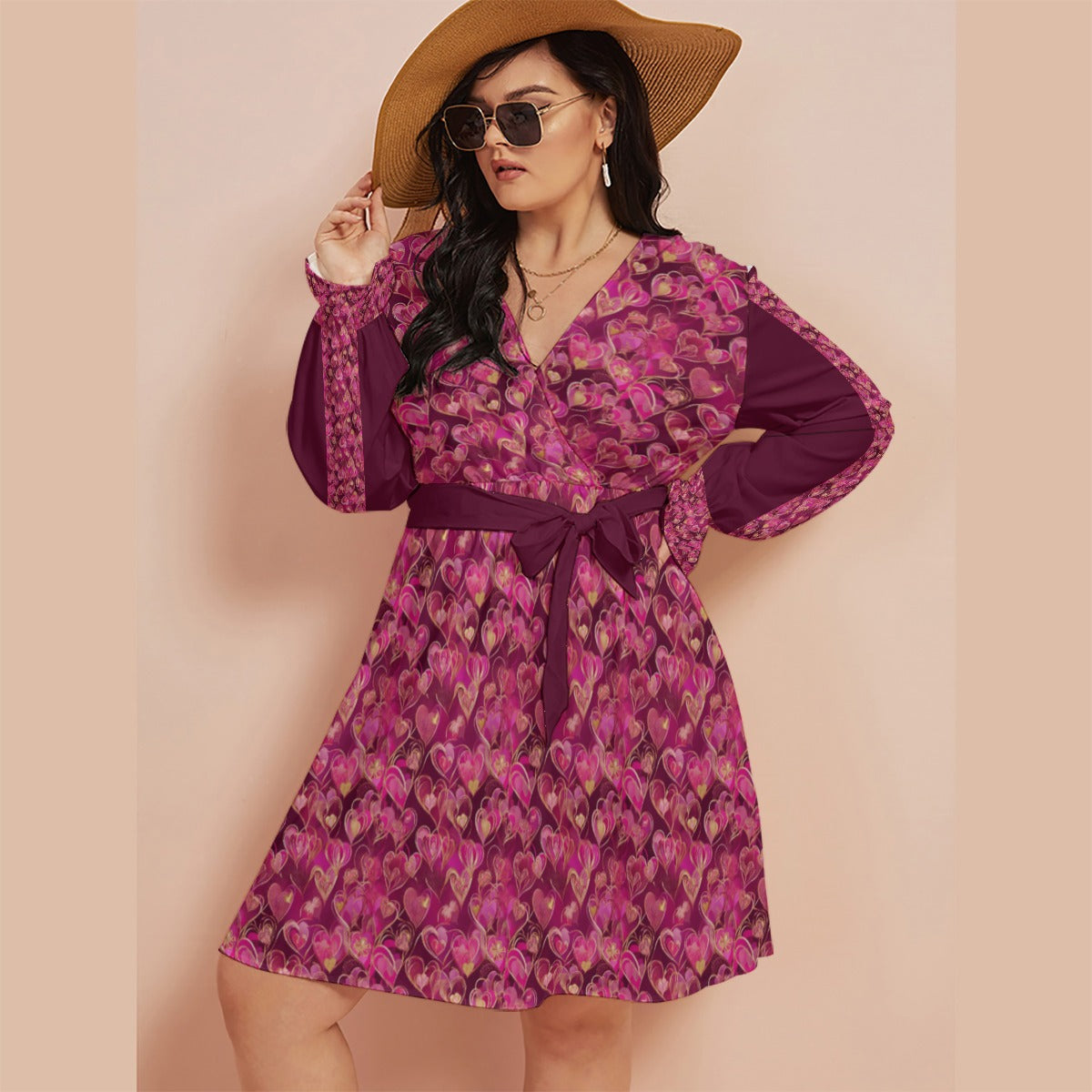 She’s a Valen-Diva V-Neck Dress with Waistband (Plus Size) | Elegant Valentine's Day Dress