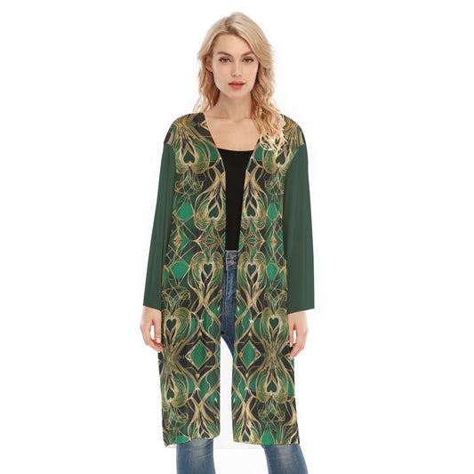 PGP Holiday Eros Époque Mesh Cardigan - Emerald & Gold Art Deco | Valentine's Day Style