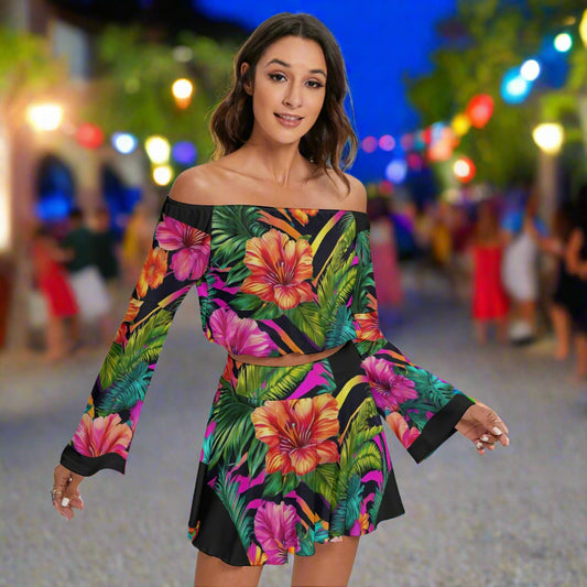 PGP Holiday Fiesta Salvaje Off-Shoulder Top & Skirt Set – Ultra Comfort Bold, Sexy Style for Cinco de Mayo