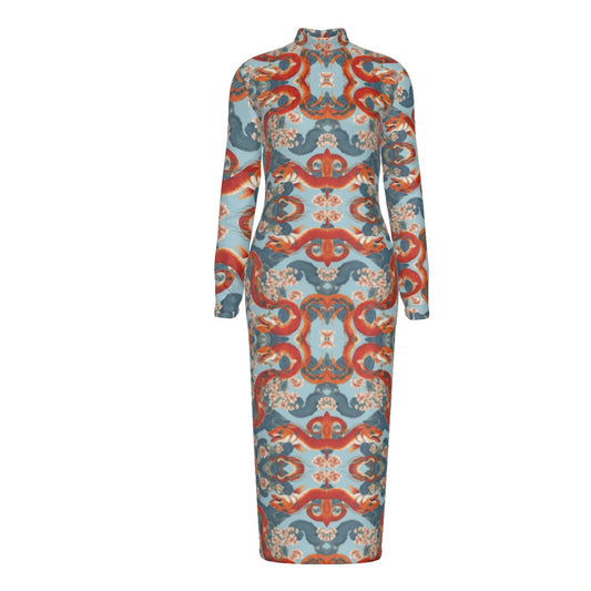 PGP Holiday Women’s Hip Dress | Blossom Serpent Orange & Blue | Prosperity & Growth
