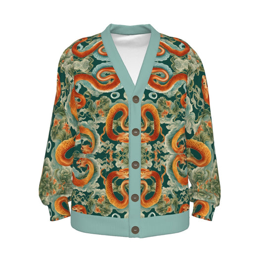 PGP Holiday Unisex Knitted Fleece Cardigan | Jade Fortune Green & Aqua | Health, Wealth & Abundance