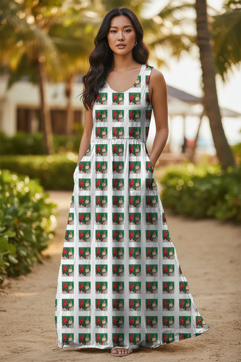 Margeaux Love in Bloom Sleeveless Maxi Dress – Cardinal Art Print Summer Garden Dress