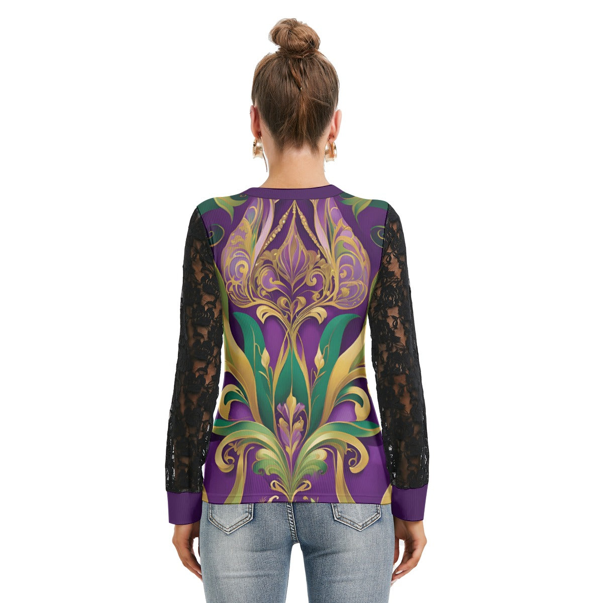 PGP Holiday Mardi Gras Lace Lantern Sleeve Blouse – Elegant, Sexy & Comfortable