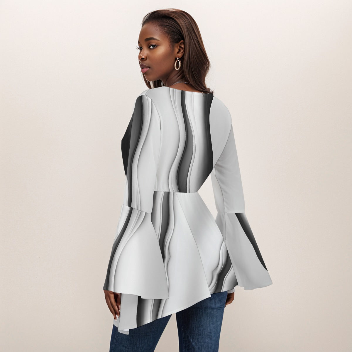 PGP Holiday Unity V-Neck Blouse with Flair Sleeves – Stylish & Elegant Women’s Top