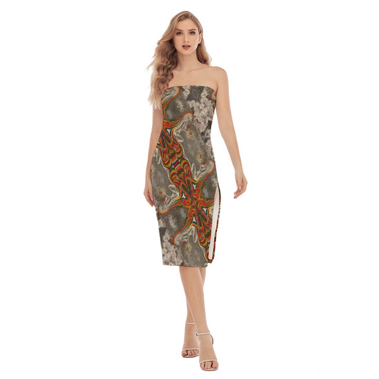 Under Grandmothers Moon Side Split Tube Top Dress – Effortless Glamour for Every Moment
