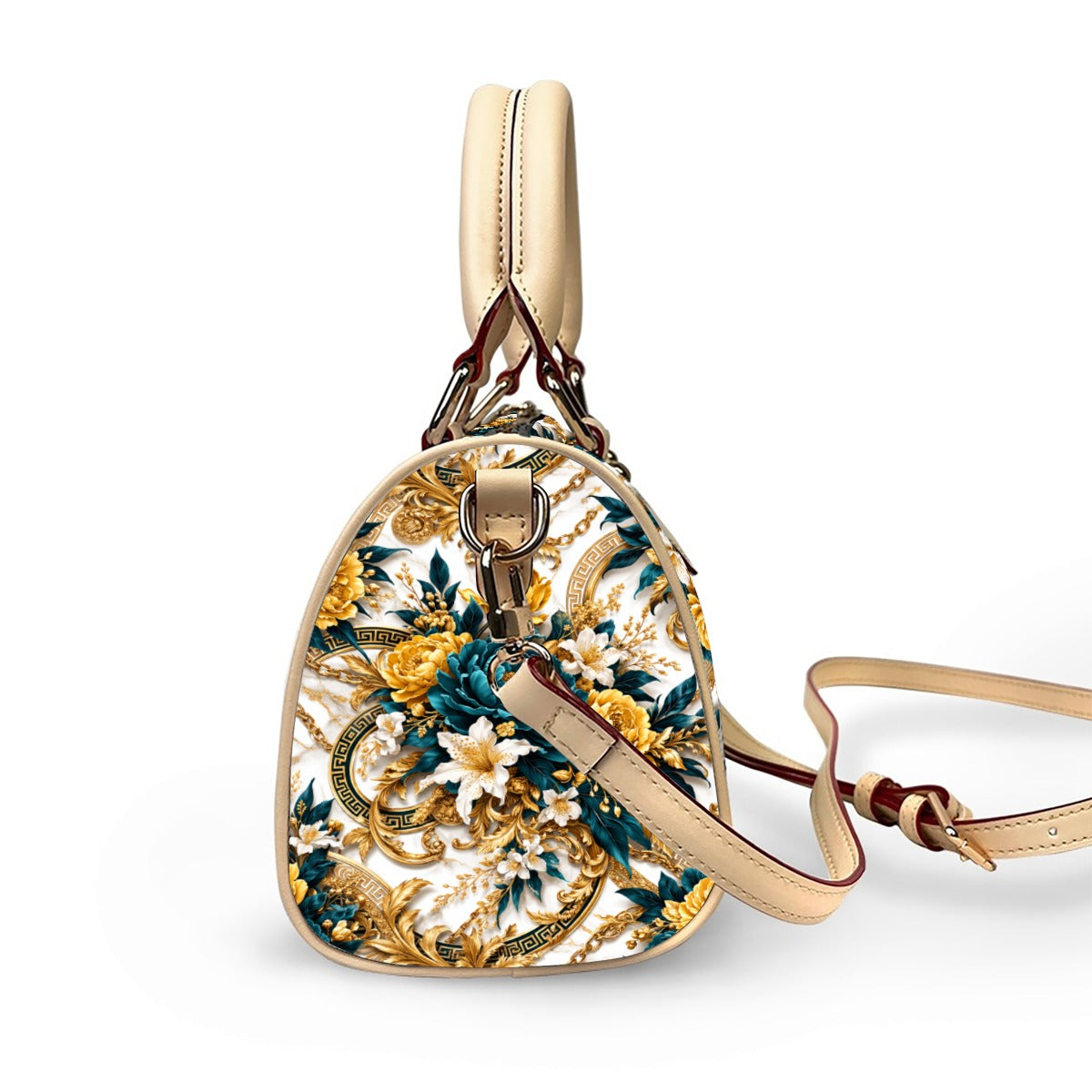 PGP Holiday WANDERSPRING Intuition Baroque Floral Animal-Free Leather Barrel Handbag