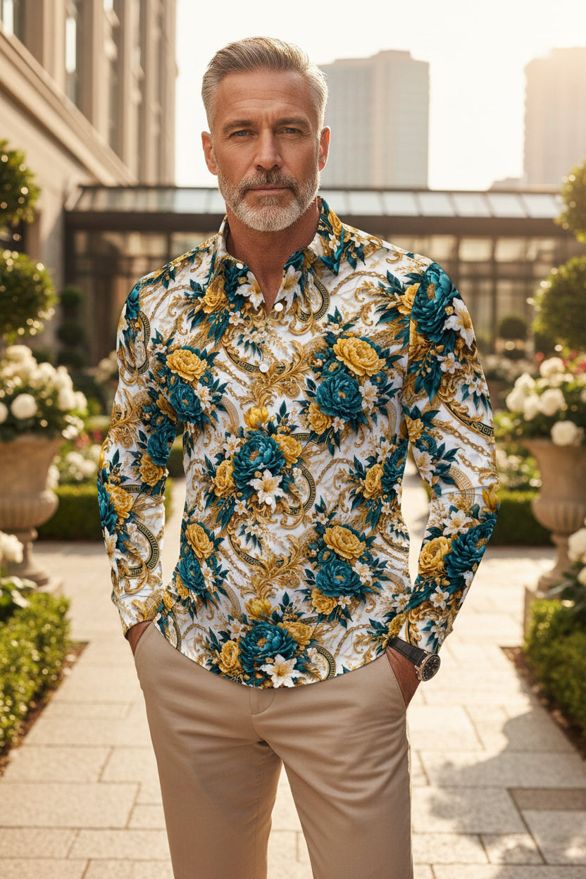 PGP Holiday WANDERSPRING Intuition Baroque Botanical Long Sleeve Men’s Polo