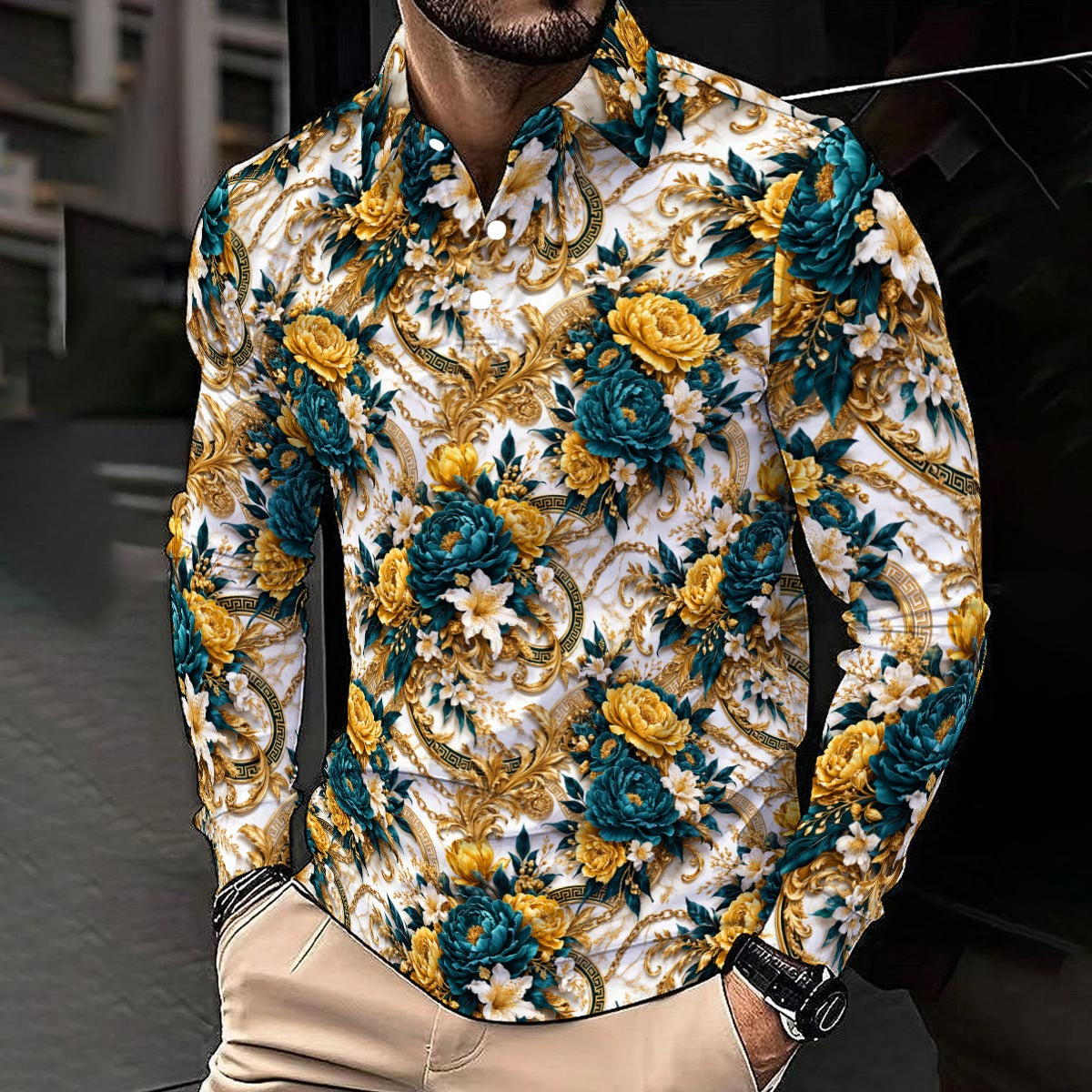 PGP Holiday WANDERSPRING Intuition Baroque Botanical Long Sleeve Men’s Polo