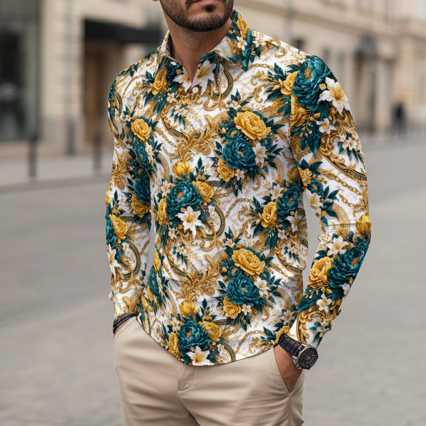 PGP Holiday WANDERSPRING Intuition Baroque Botanical Long Sleeve Men’s Polo