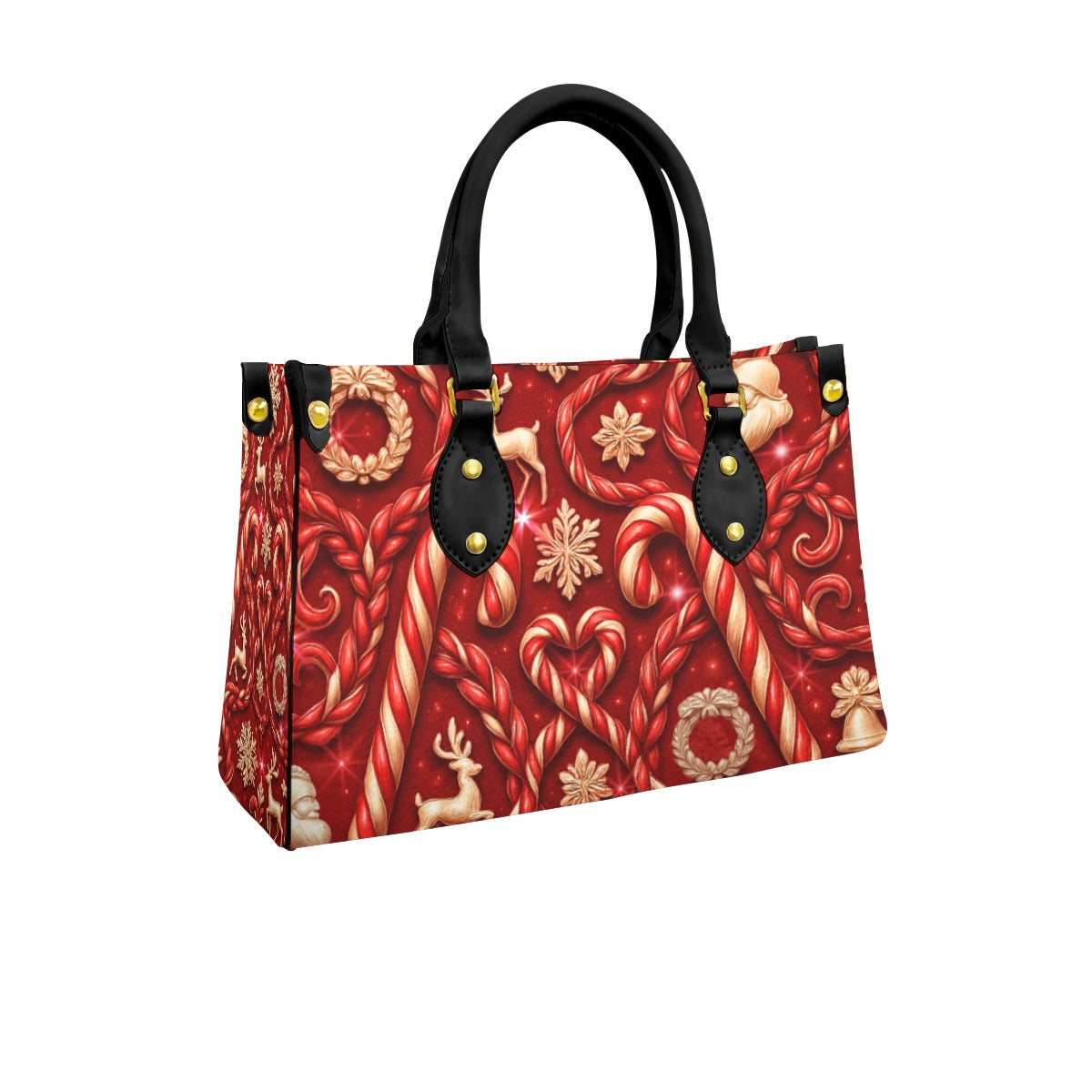 PGP Holiday Candy Cane Ball Women’s Tote Bag With Black Handle — Voted #1 Inspired Print