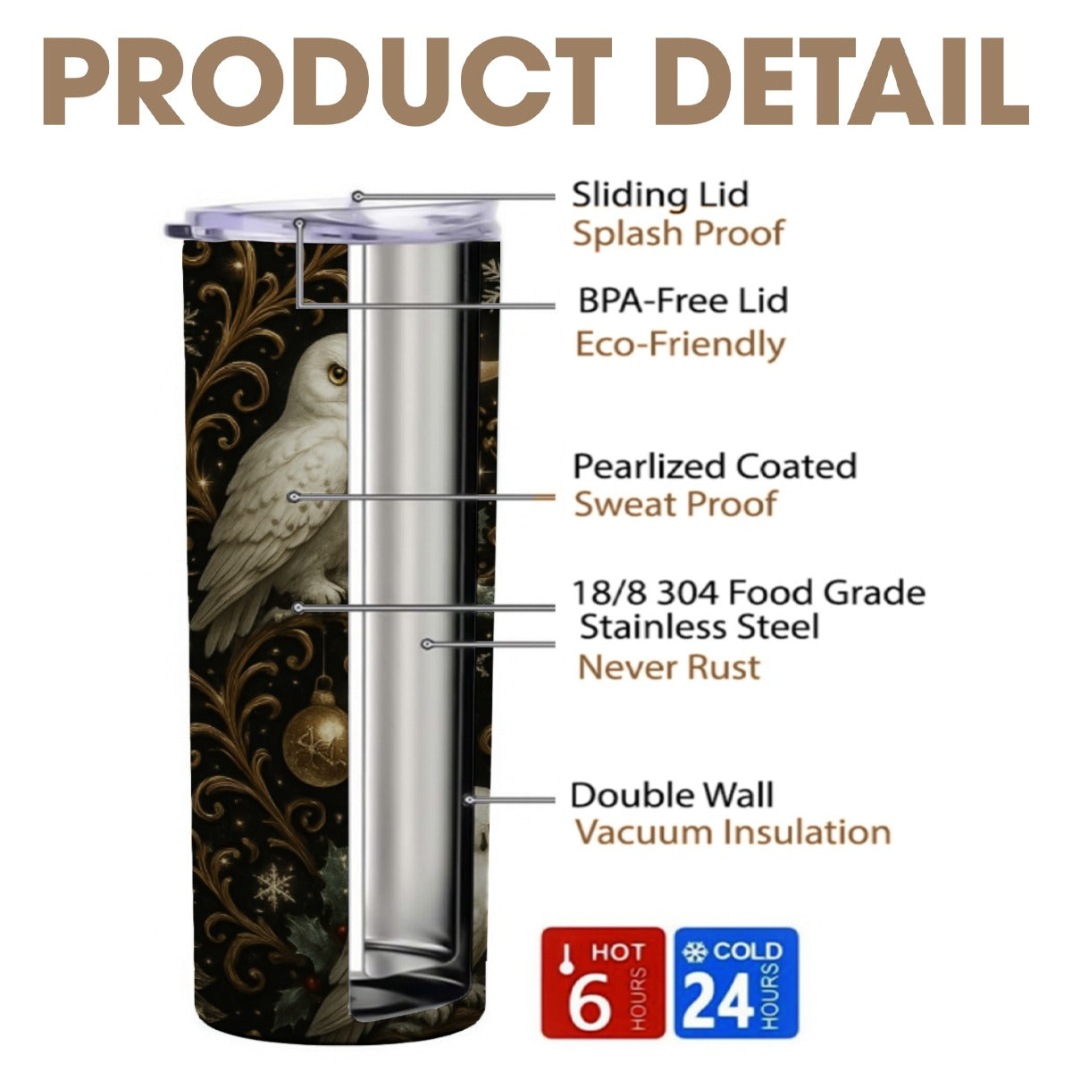 PGP Holiday Yule Court Skinny Tumbler Stainless Steel with Lids 20OZ - Voted #1