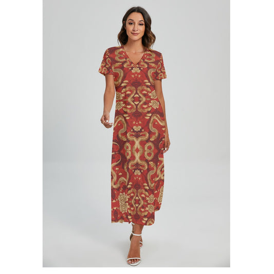 PGP Holiday Golden Serpent V-Neck Dress | Lunar New Year Style