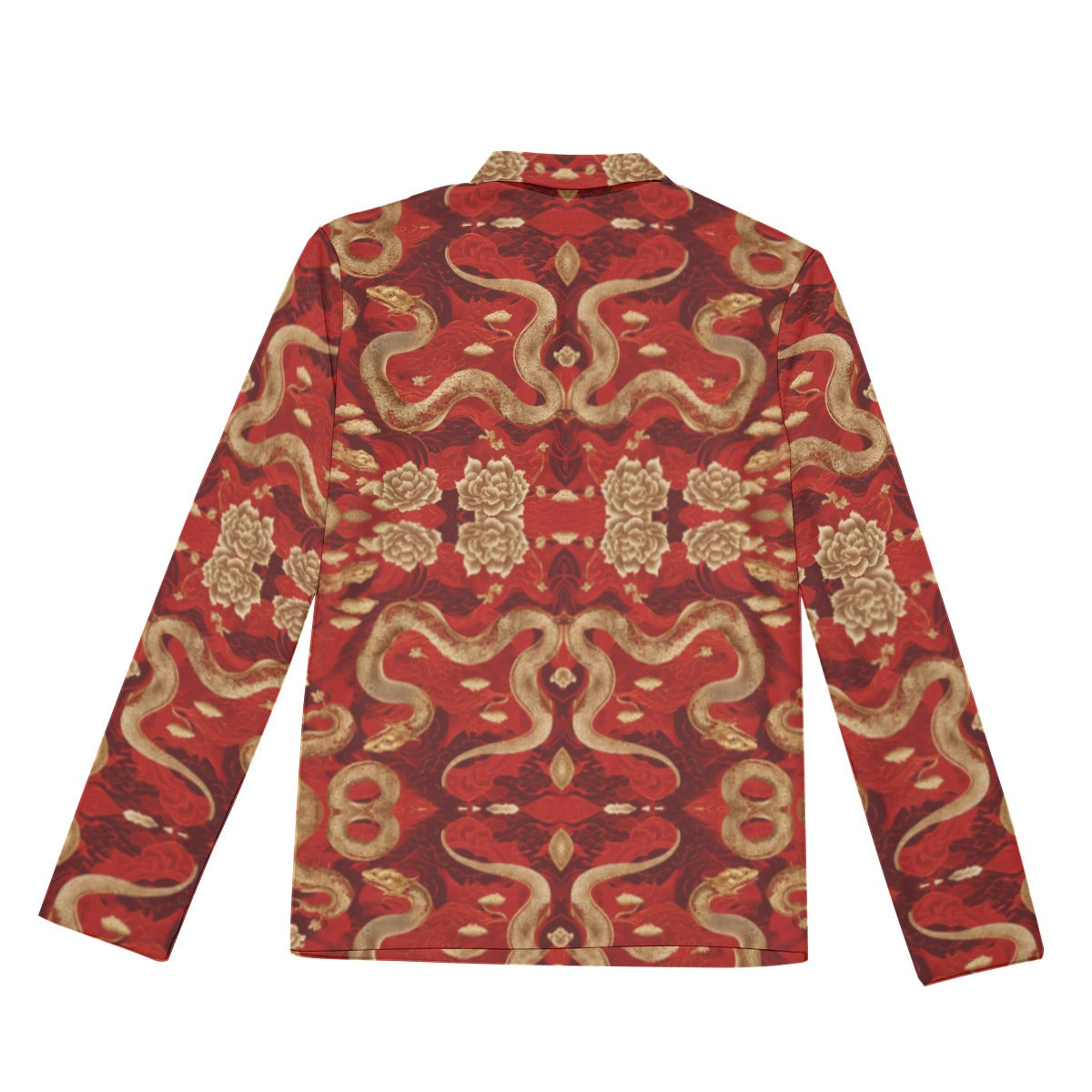 PGP Holiday Golden Serpent Lapel Shirt with Zipper Closure | Lunar New Year Elegance