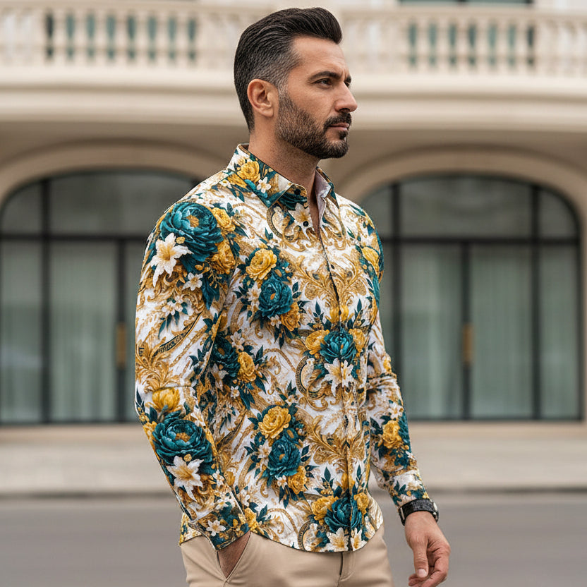 PGP Holiday WANDERSPRING Intuition Baroque Botanical Long Sleeve Men’s Polo