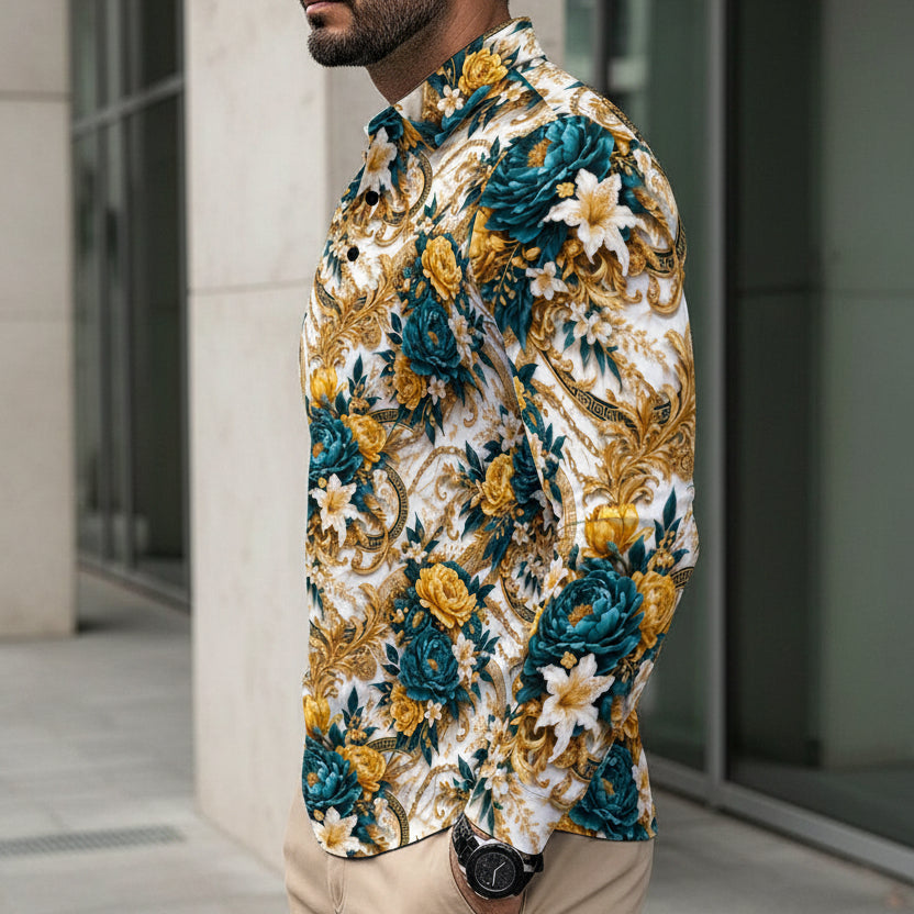 PGP Holiday WANDERSPRING Intuition Baroque Botanical Long Sleeve Men’s Polo