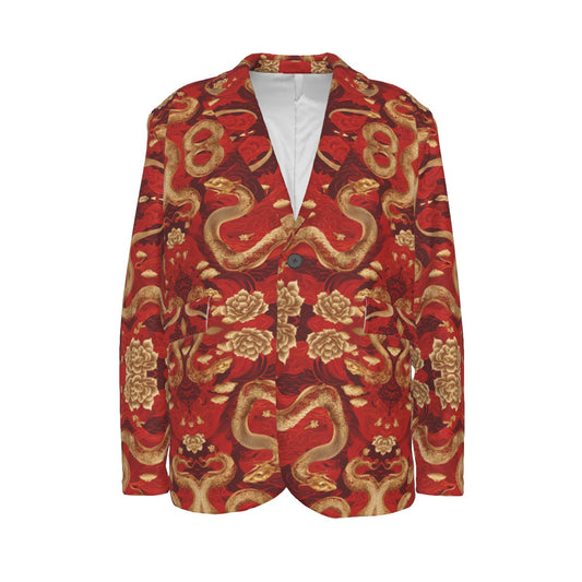 PGP Holiday Golden Serpent Flat Lapel Collar Blazer | Lunar New Year Style