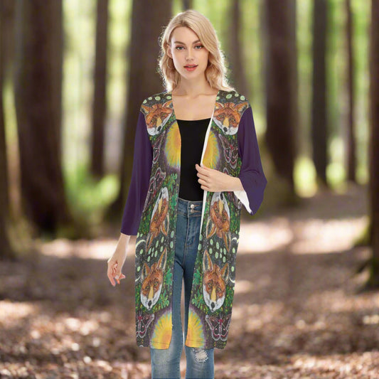 Margeaux Foxfire V-neck Mesh Cardigan