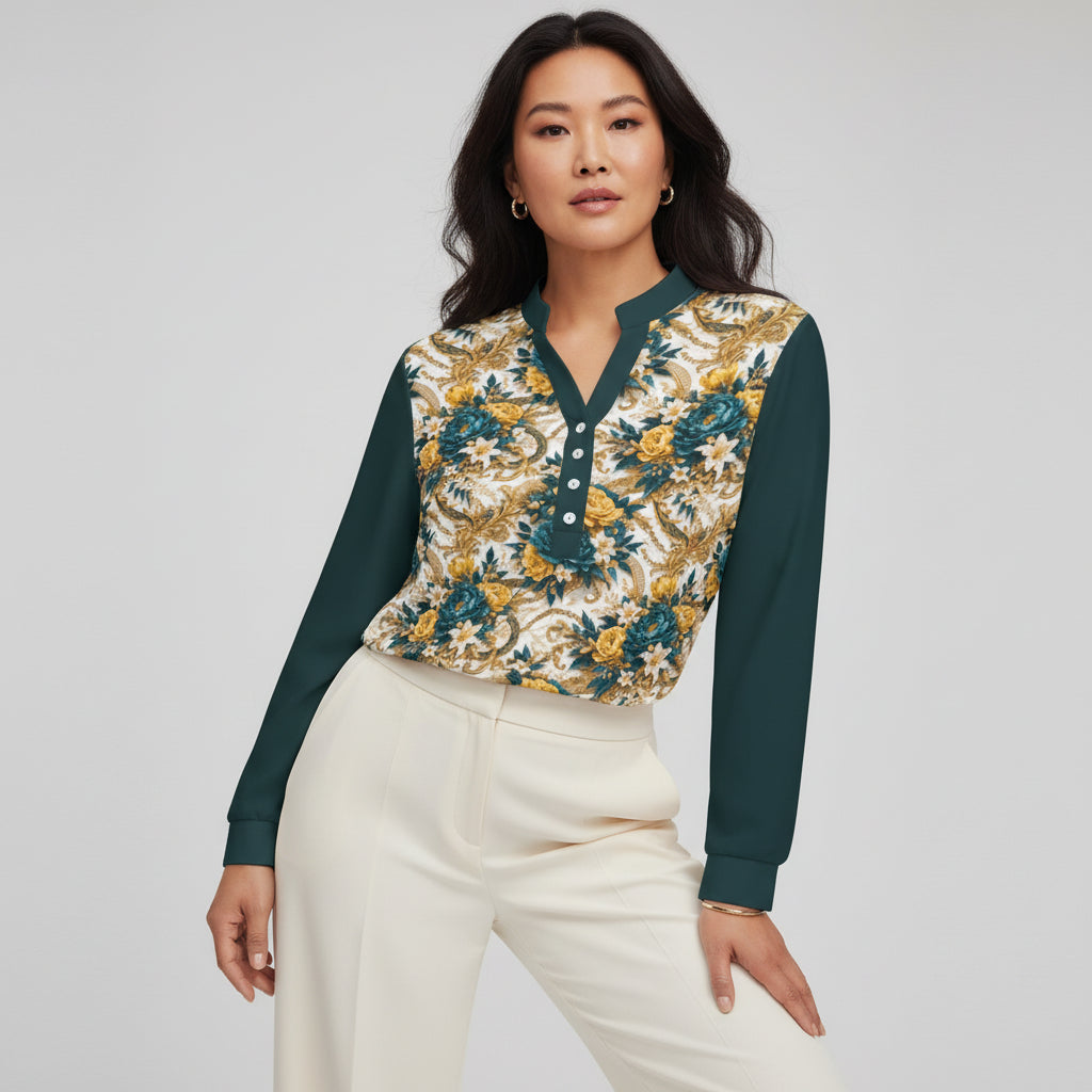 PGP Holiday WANDERSPRING Intuition Baroque Floral Women’s Blouse
