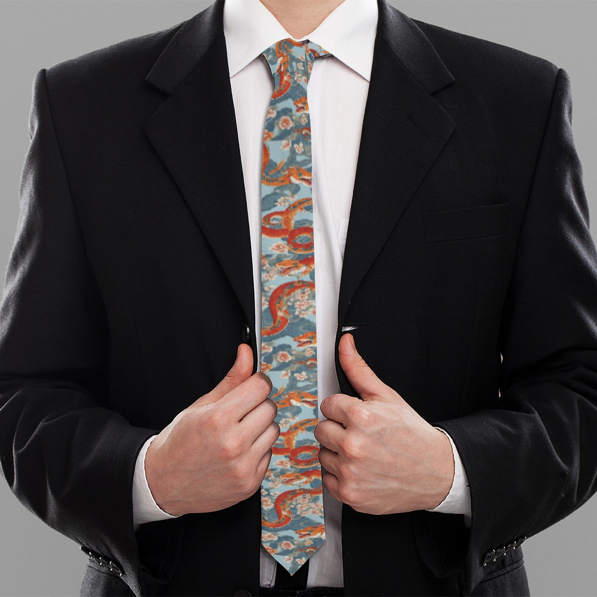 PGP Holiday Unisex Tie | Blossom Serpent Orange & Blue | Prosperity & Growth