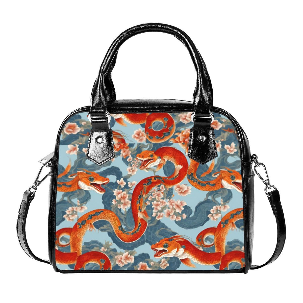 PGP Holiday Handbag with Single Shoulder Strap | Blossom Serpent Orange & Blue | Prosperity & Growth