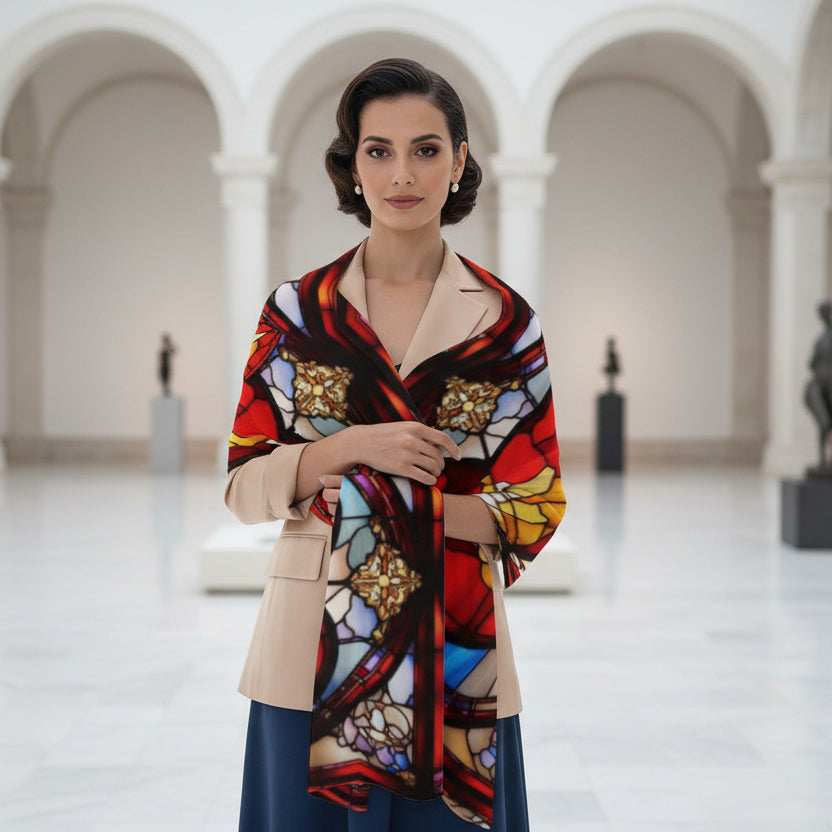 Valenedit | Glassworks IV Scarf — Stained-Glass Inspired Paris Chiffon