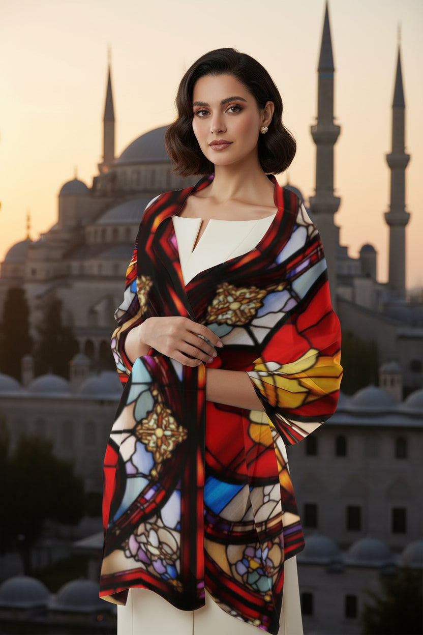 Valenedit | Glassworks IV Scarf — Stained-Glass Inspired Paris Chiffon