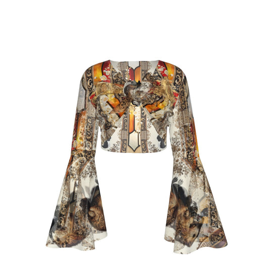 PGP Holiday Groundhog Day Winters End Lace Up Bell Sleeve Blouse – Elegant & Mystical