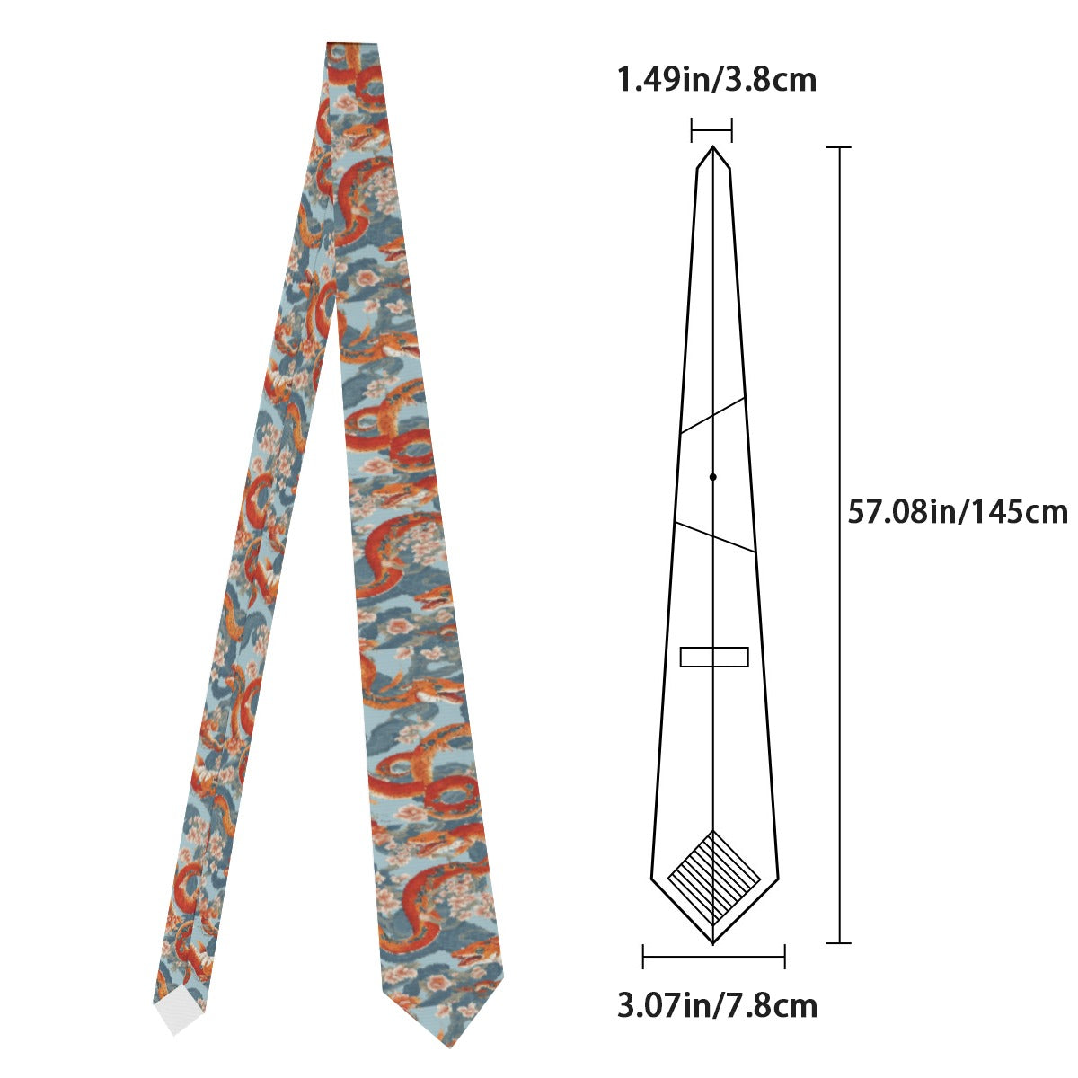 PGP Holiday Unisex Tie | Blossom Serpent Orange & Blue | Prosperity & Growth