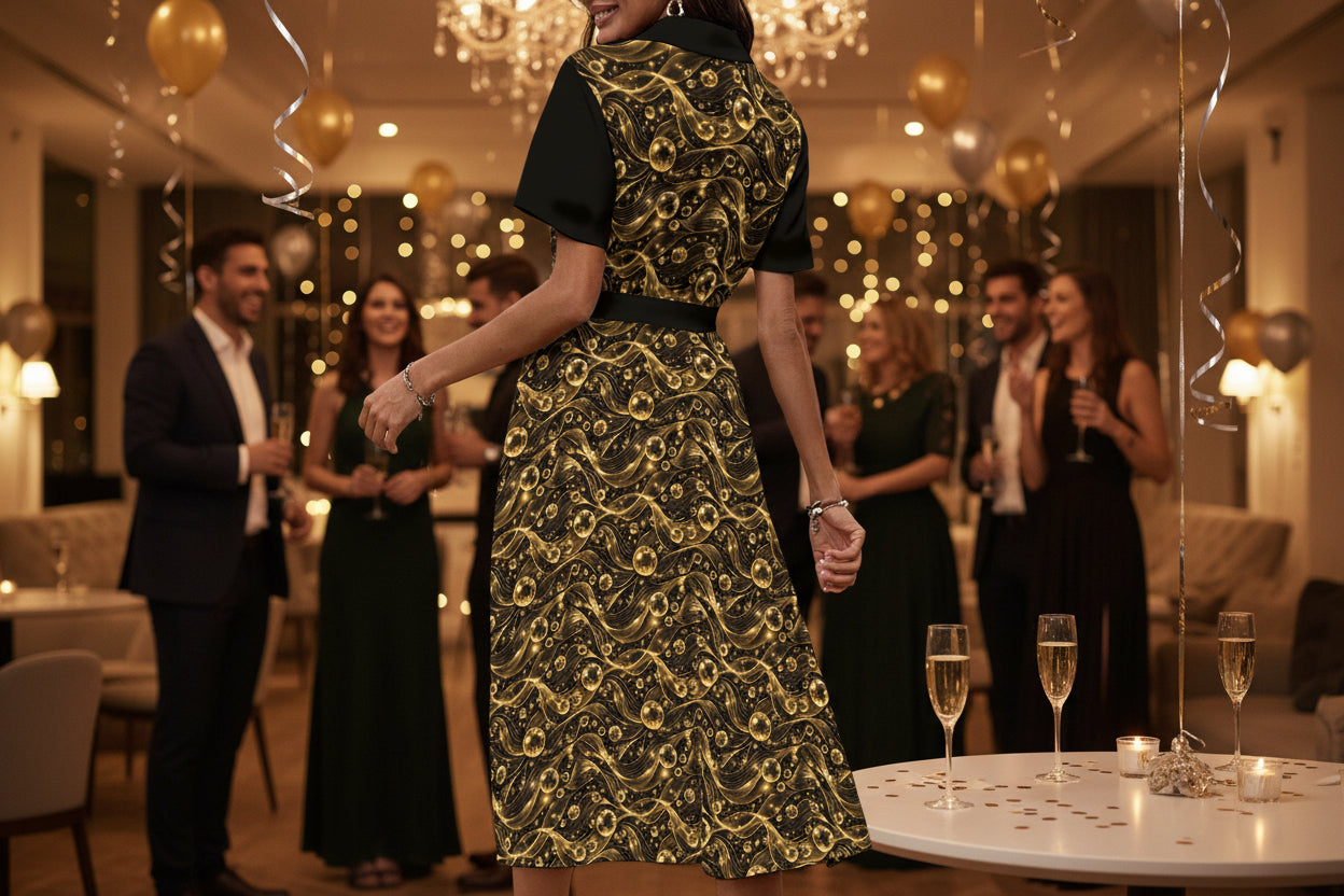 PGP Holiday All Rise – Women’s Shirt Dress with Waist Tie  New Year’s Celebration Style | 2026