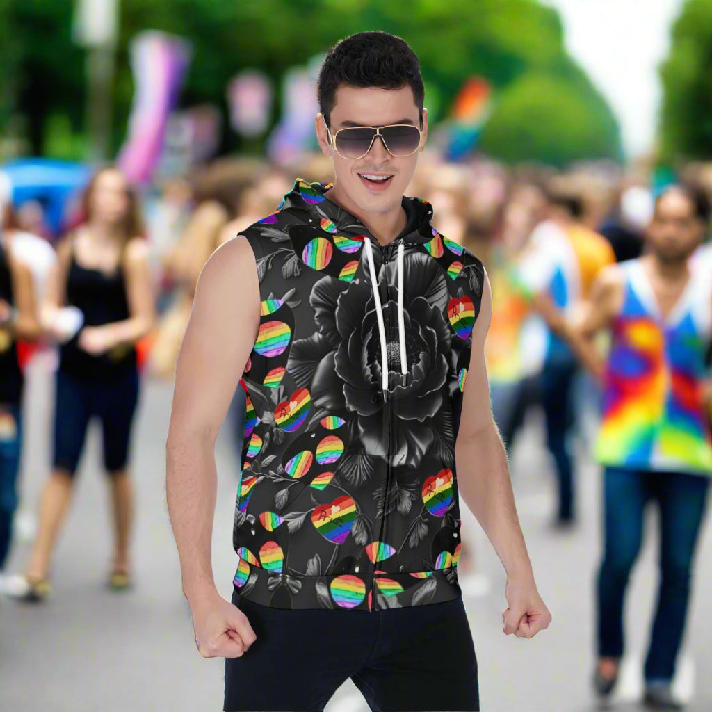 PGP Holiday Suzanne Pride 2025 Men's Zipper-Up Sleeveless Hoodie