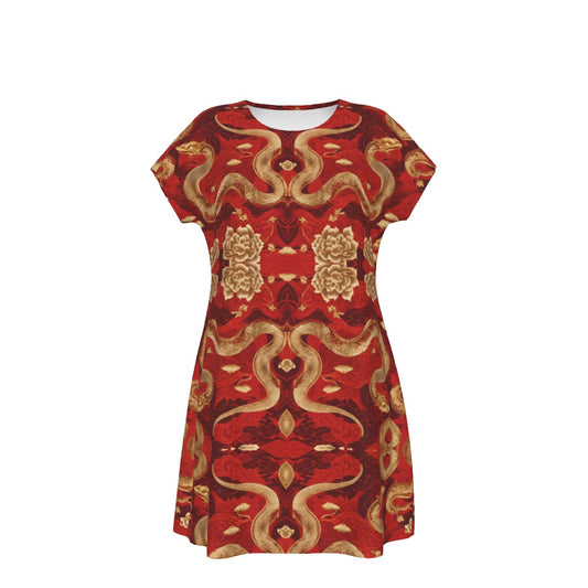 PGP Holiday Golden Serpent Short Sleeve Dress | Lunar New Year Elegance