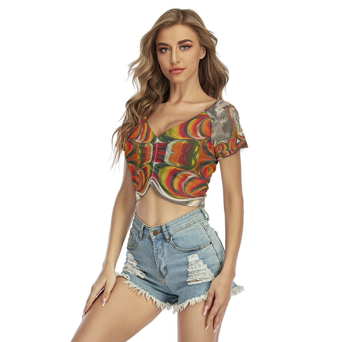 Under Grandmothers Moon Raglan Drawstring Front Crop Tee – Flirty Vibes for Sun-Soaked Days