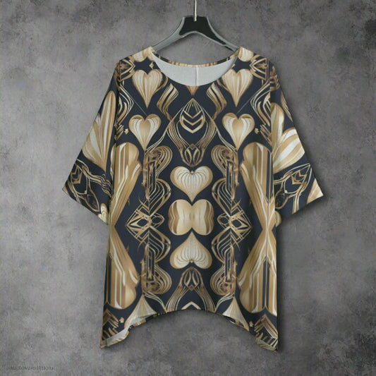 PGP Holiday Eros Époque Shawl Shirt - Black & Gold Art Deco Design