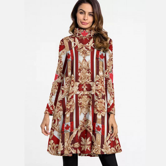 PGP Holiday Drapeau Souverain High Neck Dress – Long Sleeve, Breathable, and Stylish