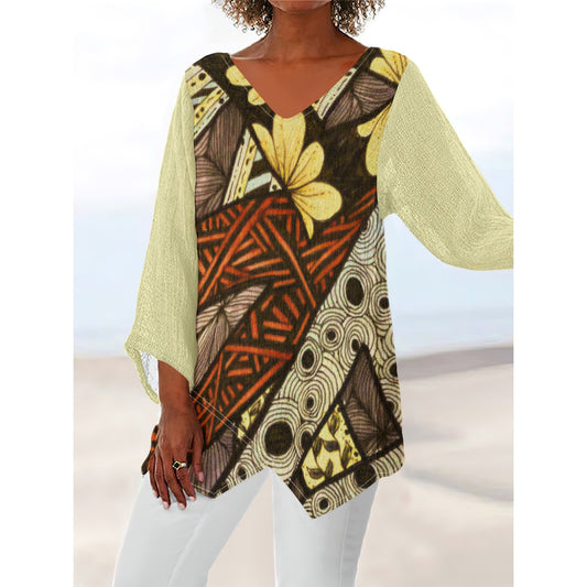 PGP Holiday Melissa Beach Stroller Top with Split Hem Front & Buttercream Sleeves – Limited IWD