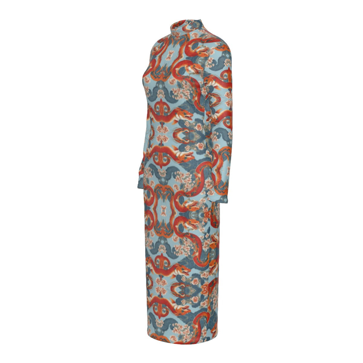 PGP Holiday Women’s Hip Dress | Blossom Serpent Orange & Blue | Prosperity & Growth
