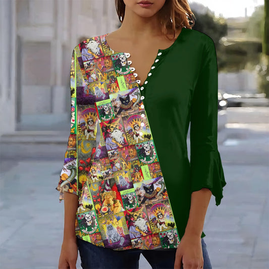 All-Over Print Women's T-shirt With 3/4 Sleeve